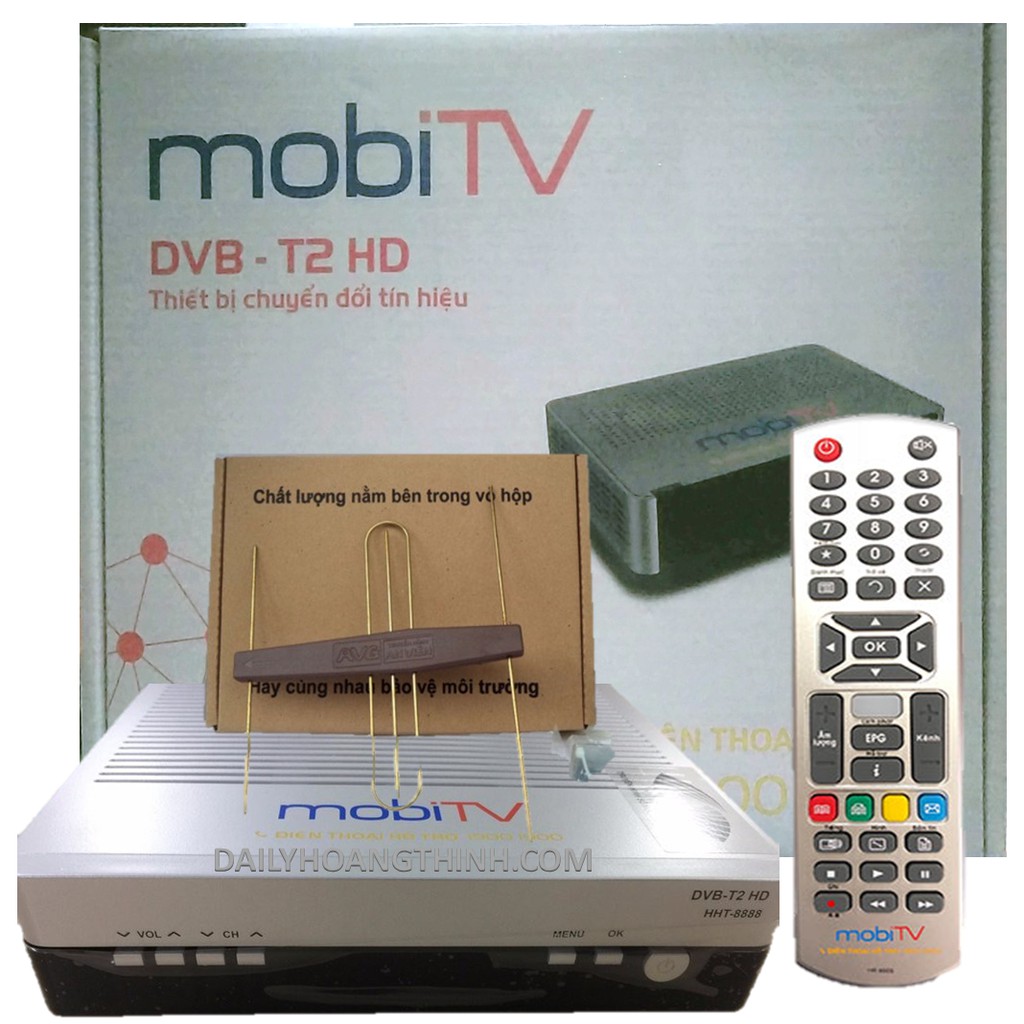 [Chính Hãng] Bộ đầu thu DVB T2 mobiTV + anten ngoài trời +15m dây cáp - Xem kênh truyền hình với 99 kênh truyền hình