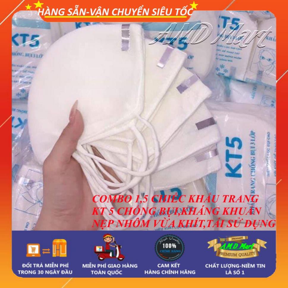 [HÀNG SẴN GIAO LUÔN] Khẩu trang 3 lớp KT 5 Nẹp bóp sống mũi vừa khít khuôn mặt,chống bụi kháng khuẩn cao. | BigBuy360 - bigbuy360.vn