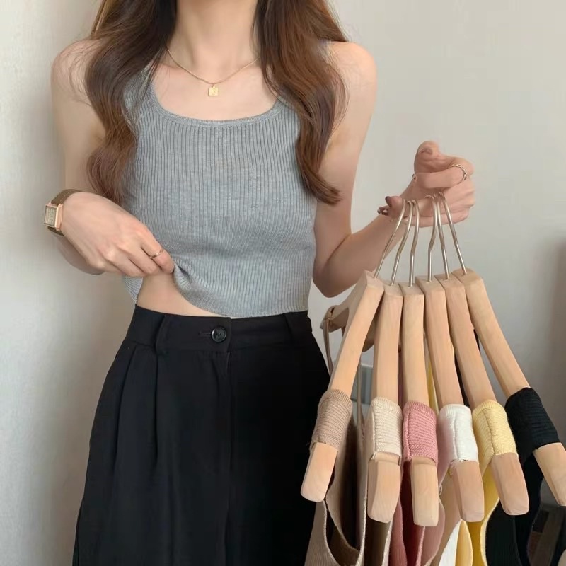 [Mã FAMARAL2 giảm 10K đơn 50K] MS421 Áo ba lỗ croptop len tăm basic Quảng Châu | BigBuy360 - bigbuy360.vn