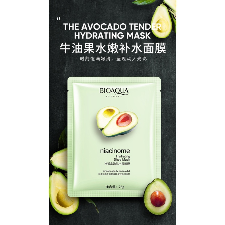 Mặt Nạ Bơ Bioaqua Mặt nạ Dưỡng Da Tinh Chất Bạc Hà Dưỡng Ẩm Sáng Da Luxuka MNB03 (25g)