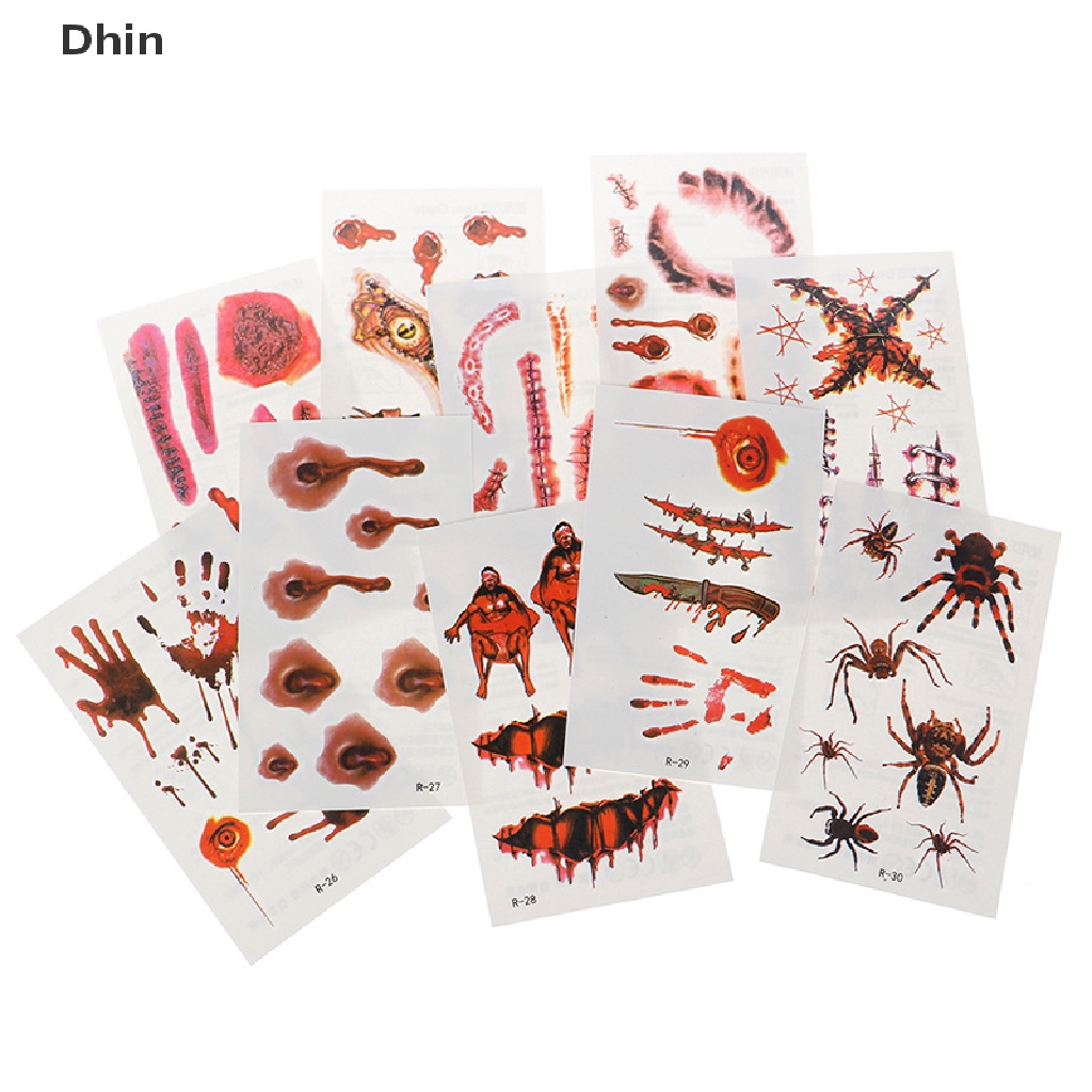 Set 30 Tấm Hình Xăm Dán Vết Sẹo Máu Hóa Trang Halloween Độc Đáo