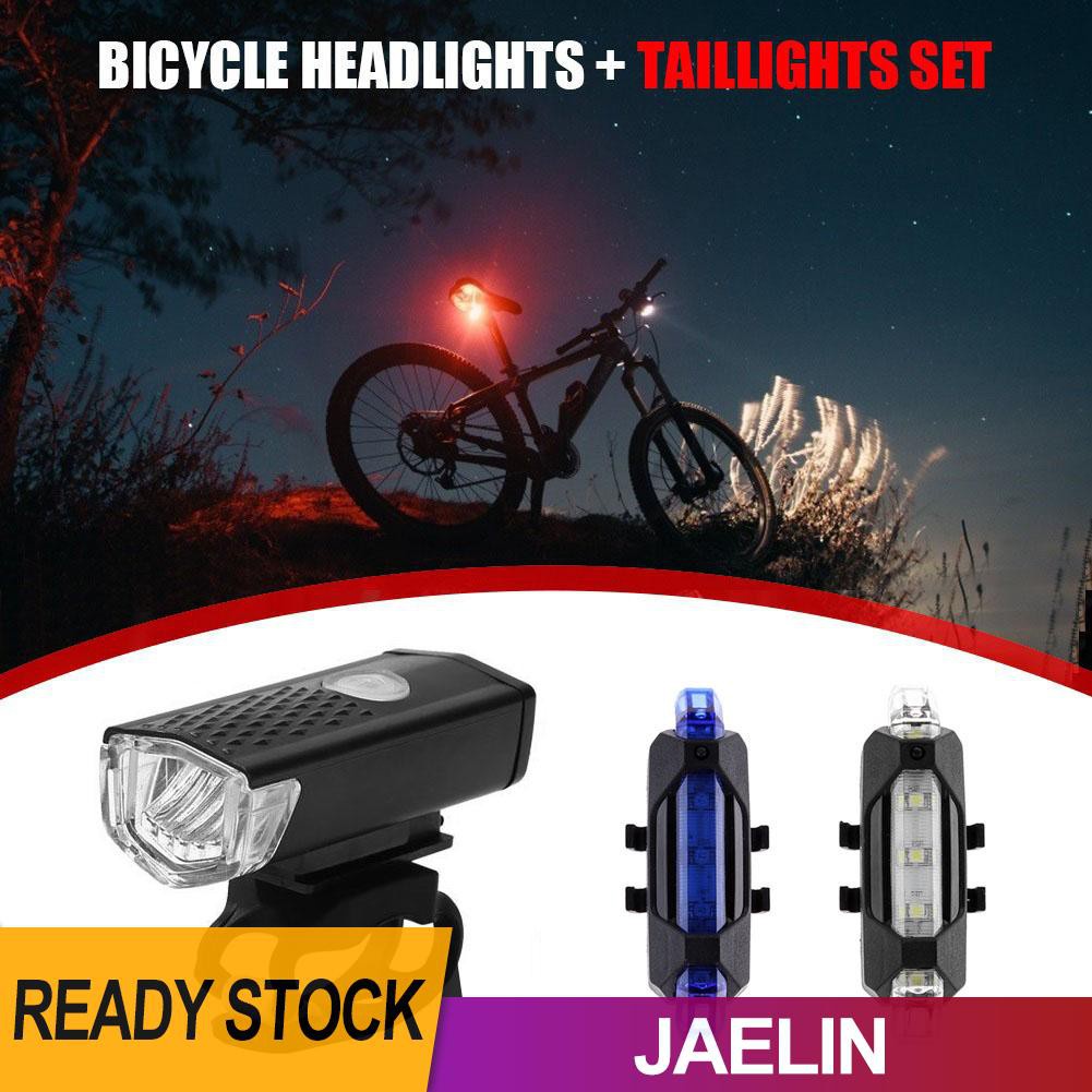 Bộ Đèn Cảnh Báo An Toàn Gắn Phía Trước Và Sau Xe Đạp Sạc Lại Được