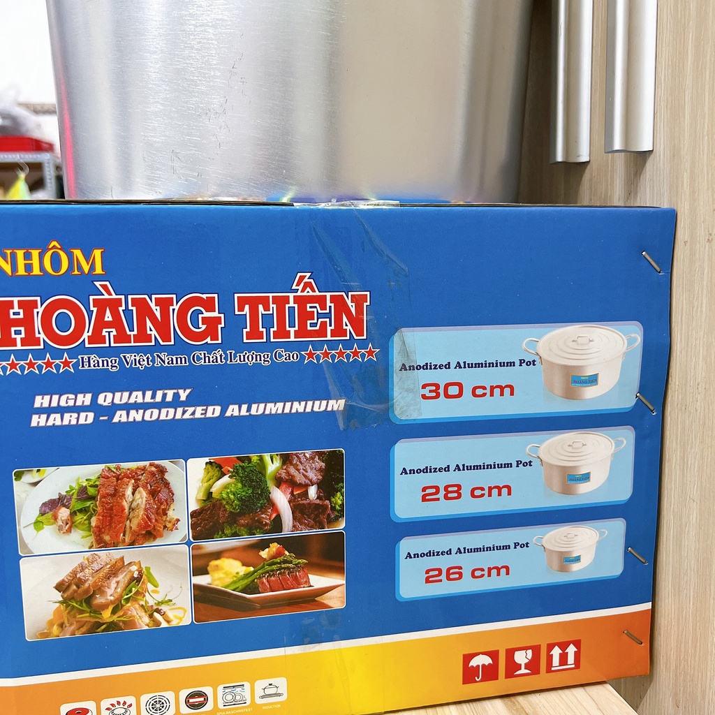 Nồi nhôm xi kèm nắp HOÀNG TIẾN - BỘ 3 NỒI SIZE 26 - 28 -30 CM dùng để nấu thức ăn , nấu canh tiện dụng