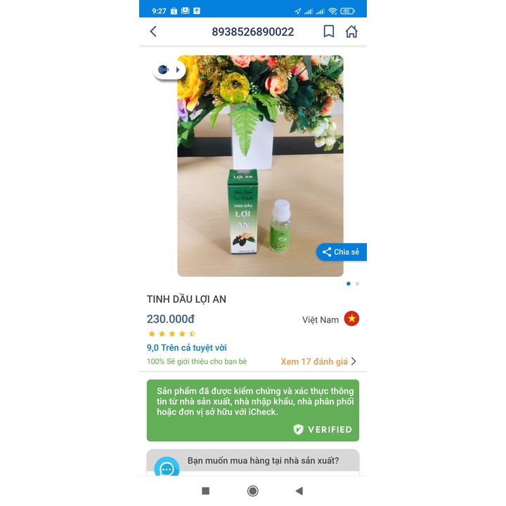 Dầu Lợi An chính hãng 20ml hỗ trợ ho cảm lạnh, sổ mũi, khò khè