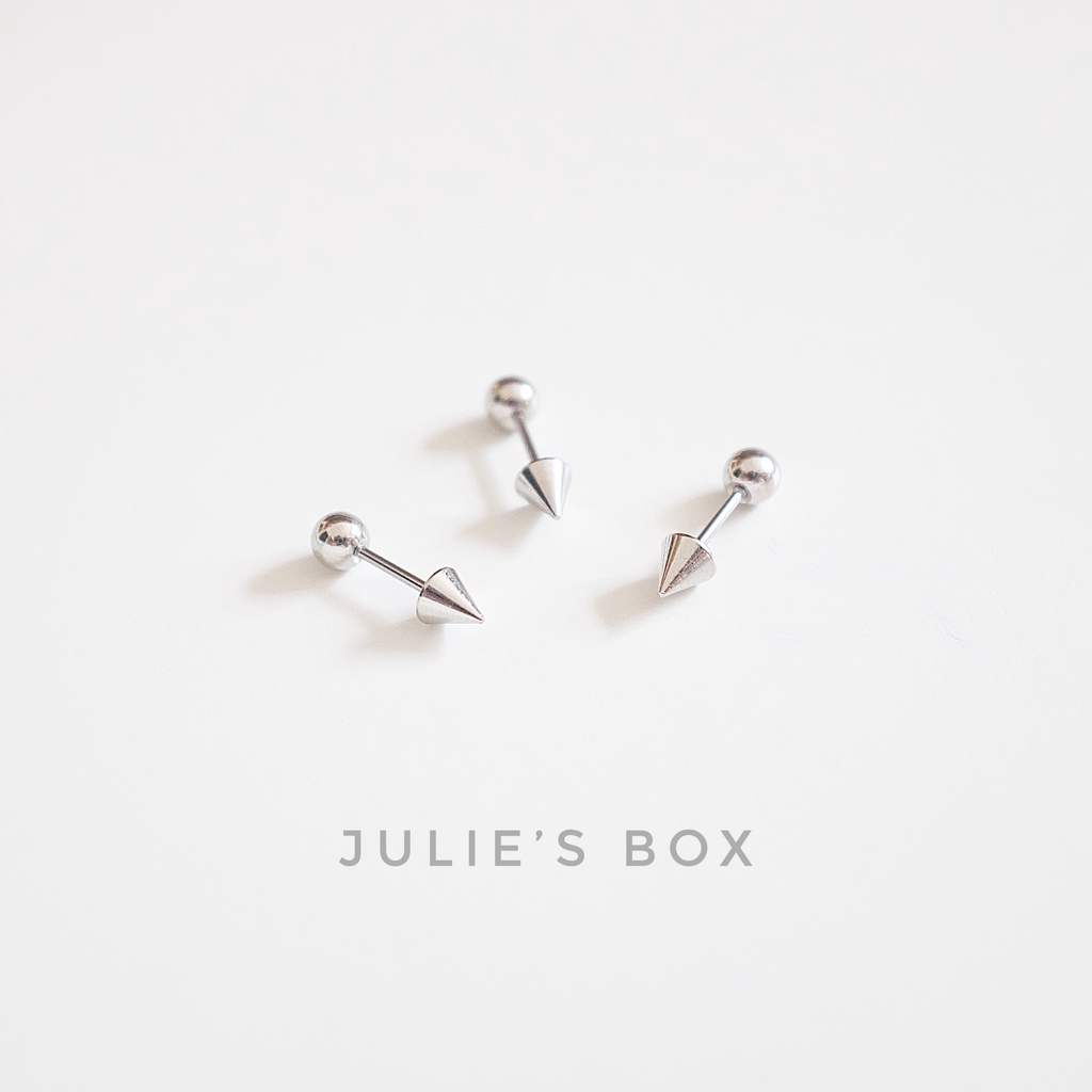 [1 Chiếc] Khuyên Tai Titan Unisex Hình Nhọn Bi Tròn Không Gỉ Sét Không Ngứa Bông Tai Julies Box 66