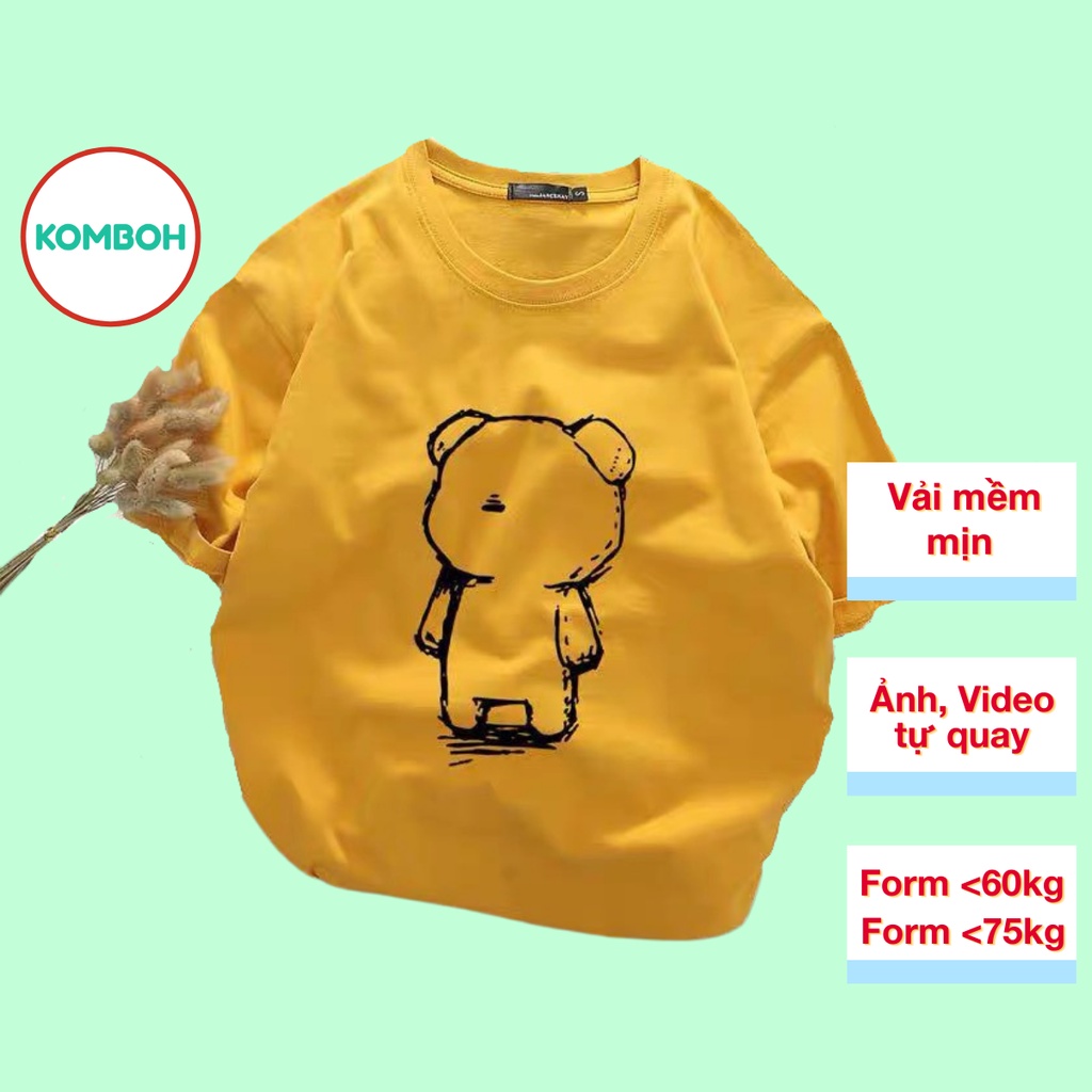 Áo thun tay lỡ KOMBOH phông Unisex nam nữ oversize form rộng đẹp ulzzang GẤU CÔ ĐƠN A12 | BigBuy360 - bigbuy360.vn