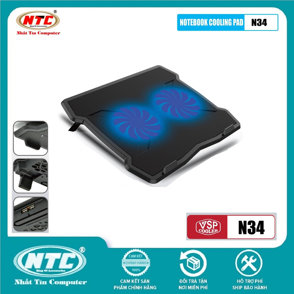 Đế tản nhiệt cho laptop Notebook cooler pad N34 LED