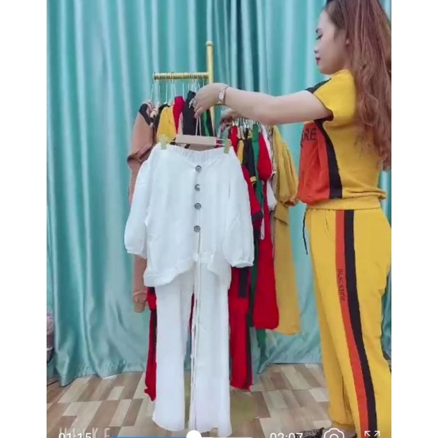 BỘ ĐŨI LỤA QUẦN DÀI ỐNG RỘNG CAO CẤP