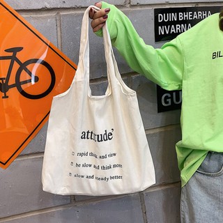 [TOTE] Túi tote vải kaki mềm Attitude - Phong cách Hàn Quốc