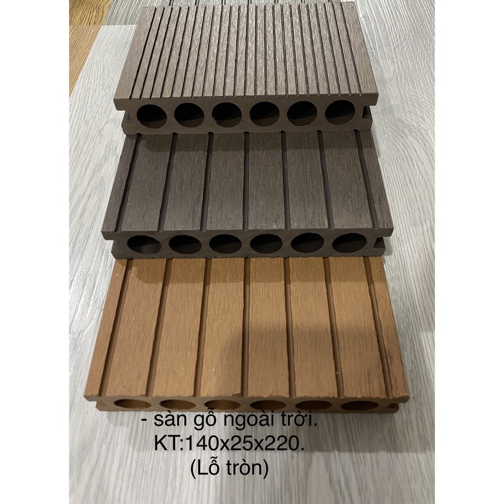 Thanh gỗ nhựa composite ngoài trời lỗ tròn, lỗ vuông