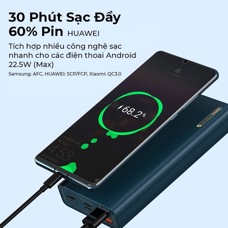 Pin Sạc Dự Phòng 20000mAh Remax Riji Power Bank RPP-10 Sạc Nhanh Không Nóng, Hỗ Trợ QC3.0, PD3.0, Lõi Pin Polyme