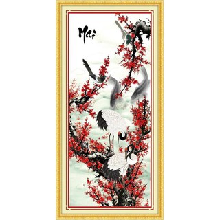 Tranh Thêu Chữ Thập 3D Tứ Quý Mai 53309 (KHÁCH TỰ THÊU) KT:52X94CM