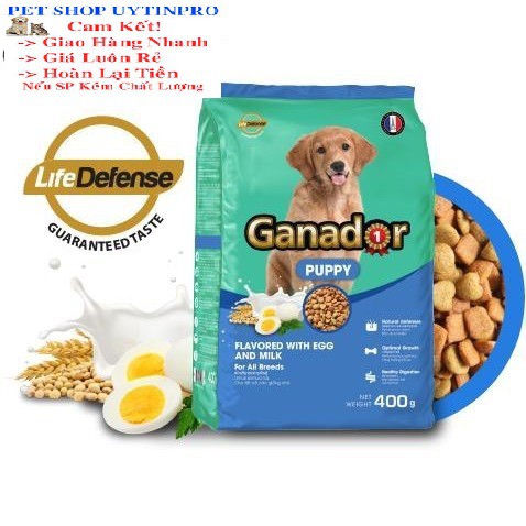 THỨC ĂN CHO CHÓ CON Ganador Puppy Dạng hạt Vị Trứng và Sữa Túi 400g Thương hiệu từ Pháp