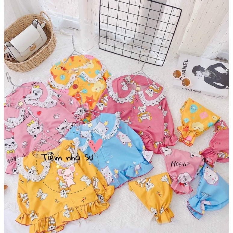 Đồ bộ cho bé - Bộ pijama cho bé gái cổ phối ren bèo cực yêu  (10-23kg) ❤️ ngủ cũng phải xinh ❤️ TIỆM NHÀ SU