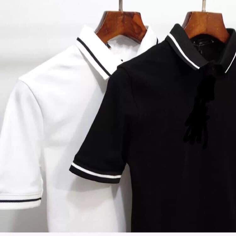 Áo phông nam Ikemen tay ngắn cổ bẻ phối viền cao cấp : Kiểu dáng Hàn Quốc chất liệu cotton , co giãn 4 chiều(APKV)