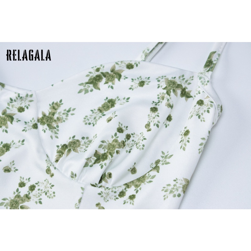 Đầm ôm Relagala hở lưng có dây đeo họa tiết hoa nhỏ thời trang cho nữ
