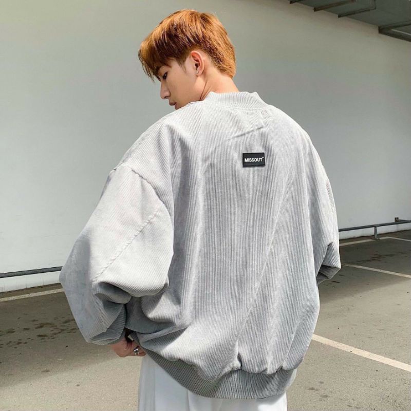 Áo khoác Bomber Jacket nhung gân form rộng