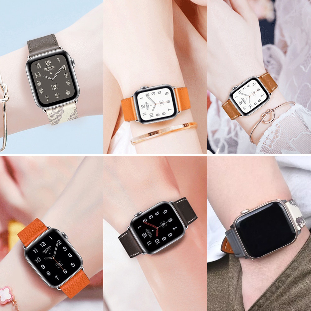 Dây Đeo Bằng Da Bò Cho Đồng Hồ Smart Watch 7 6 SE 5 4 3 2 42MM 38MM 44MM 40MM iWatch 6 5 4
