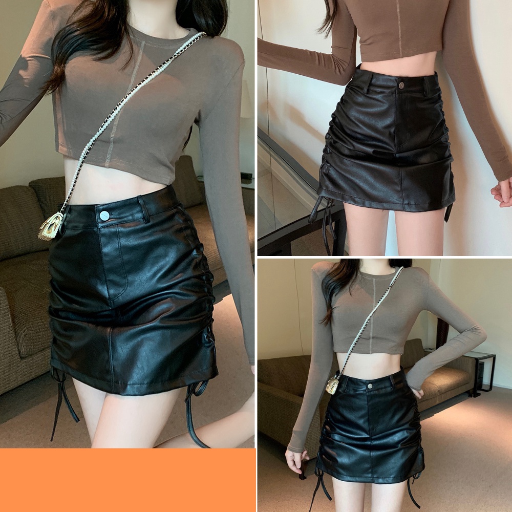 Chân váy nữ, chân váy rút dây nữ chất kaki màu đen đủ size S M L SKUCV-35 xm.gianggiang