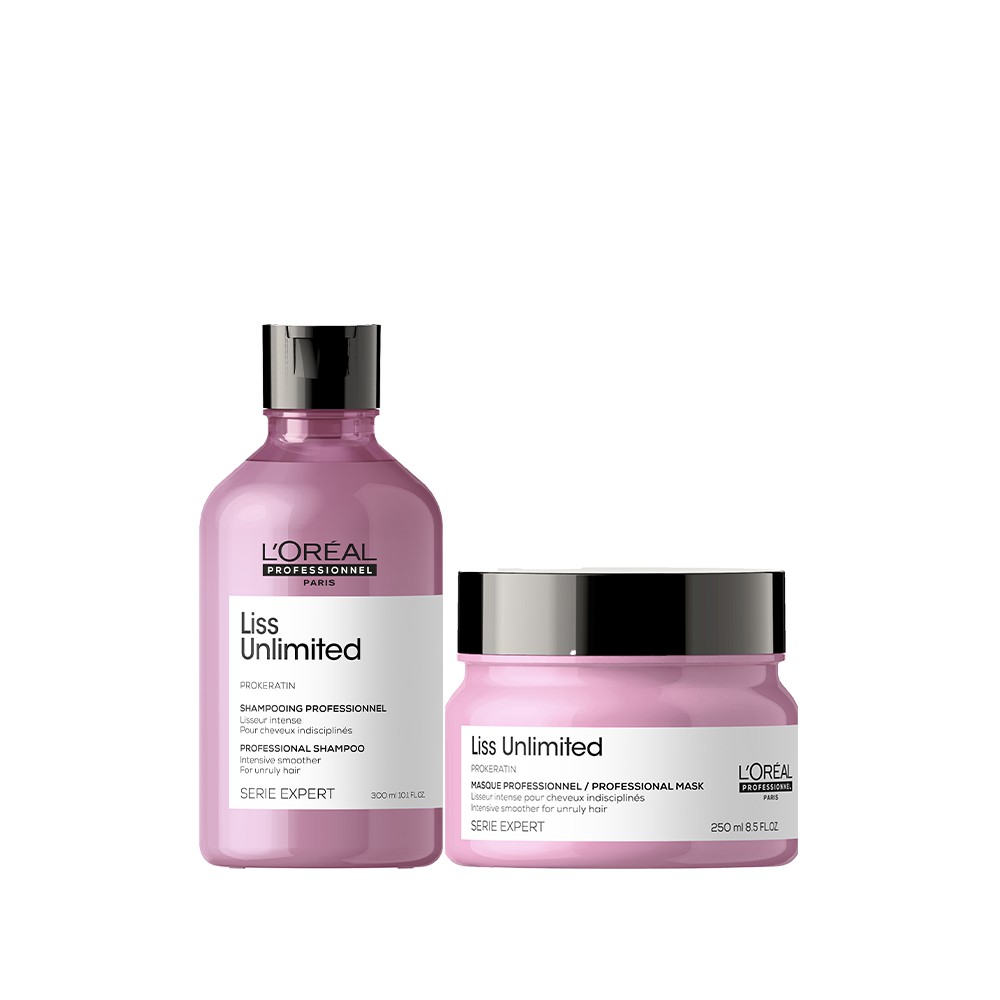 Combo gội và mặt nạ giúp tóc suôn mềm, giảm xơ rối L'Oréal Professionnel Serie Expert Liss Unlimited