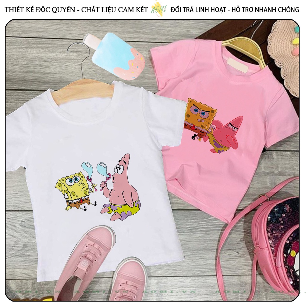 ÁO THUN Đôi bạn SpongeBob Patrick Star UNISEX PHÔNG NAM NỮ GIA ĐÌNH CẶP ĐÔI CÓ SIZE TRẺ EM CHO BÉ TRAI GÁI AOMIVN