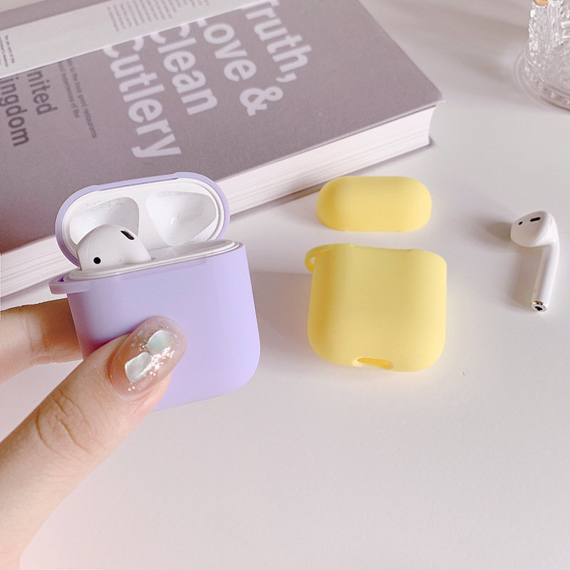 Ốp lưng iphone Vỏ Bảo Vệ Hộp Sạc Tai Nghe AirPods 1 2 apple Bằng Silicon Mềm Màu Trơn Chống Rơi Dinuo case