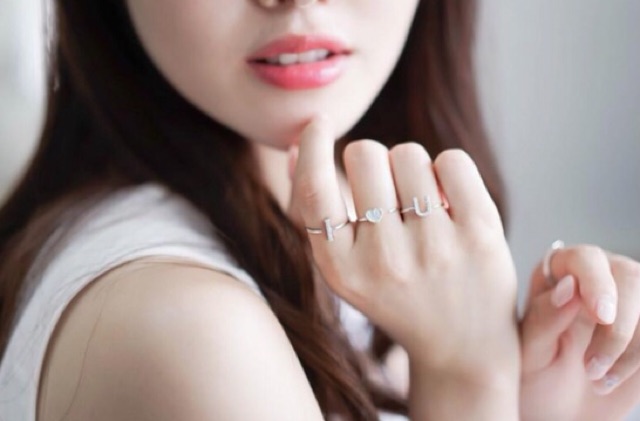 Nhẫn bộ I love you 3 chiếc freesize bạc thật mạ vàng trắng cao cấp