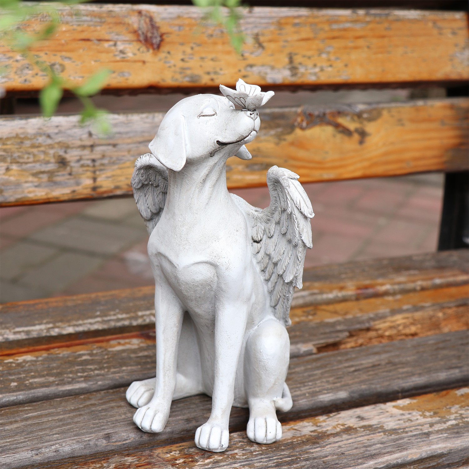 ❤LANSEL❤ Birthday Sculpture Garden decoration Angel Statue|for Graves Gift Resin Pet Memorial Desktop ornaments Dog