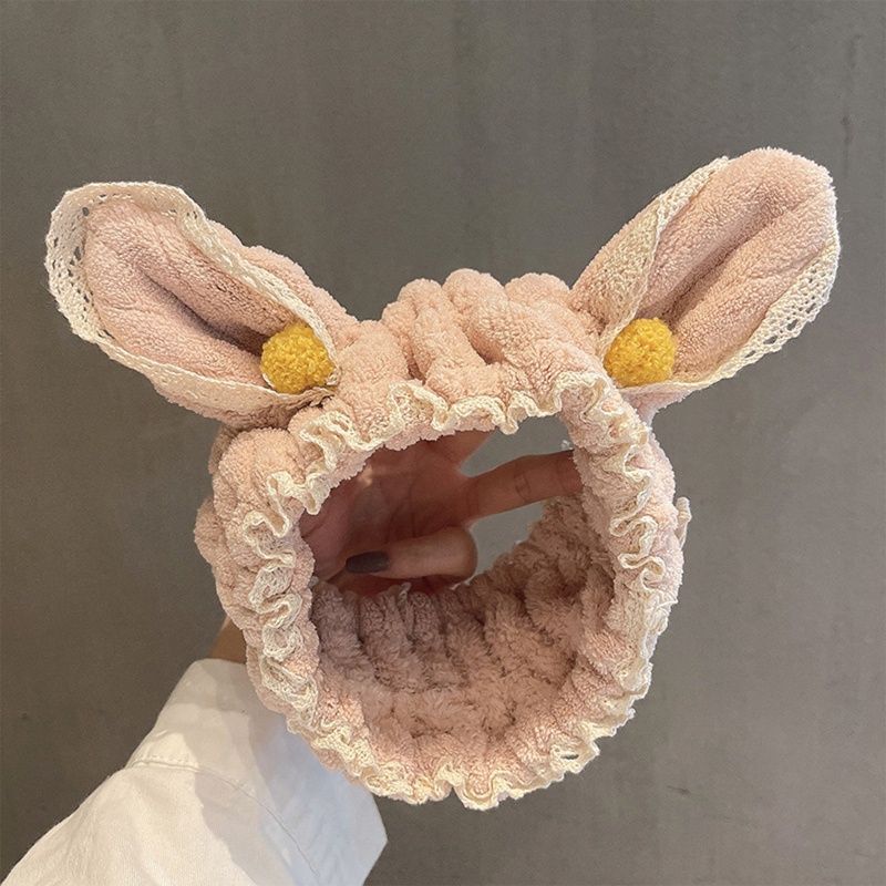 Băng Đô Ren Mềm Mại Hình Tai Thỏ Dành Cho Spa