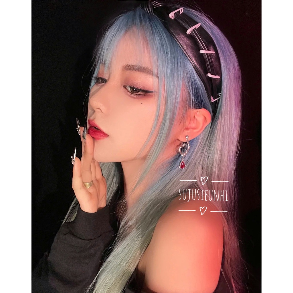 Bộ vòng cổ+ khuyên tai unisex hình nhện và giọt máu màu đỏ cá tính