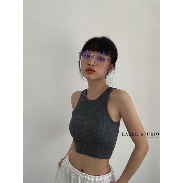 Áo ba lỗ nữ trơn dáng croptop chất thun gân Mỹ ( Basic TankTop)