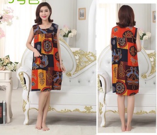 Đầm bầu lanh dáng suông mát (dưới 80kg)