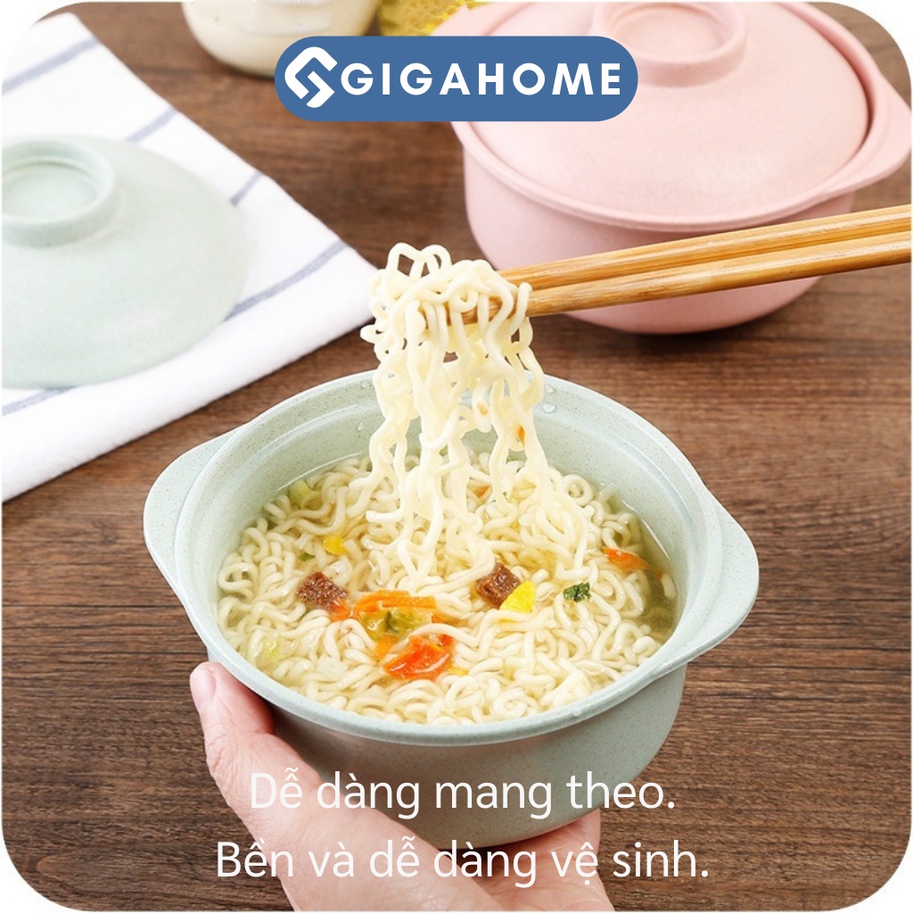 Bát Ăn Mì Có Nắp Đậy Bằng Nhựa Lúa Mạch GIGAHOME Chống Mài Mòn, Tiện Dụng 8442