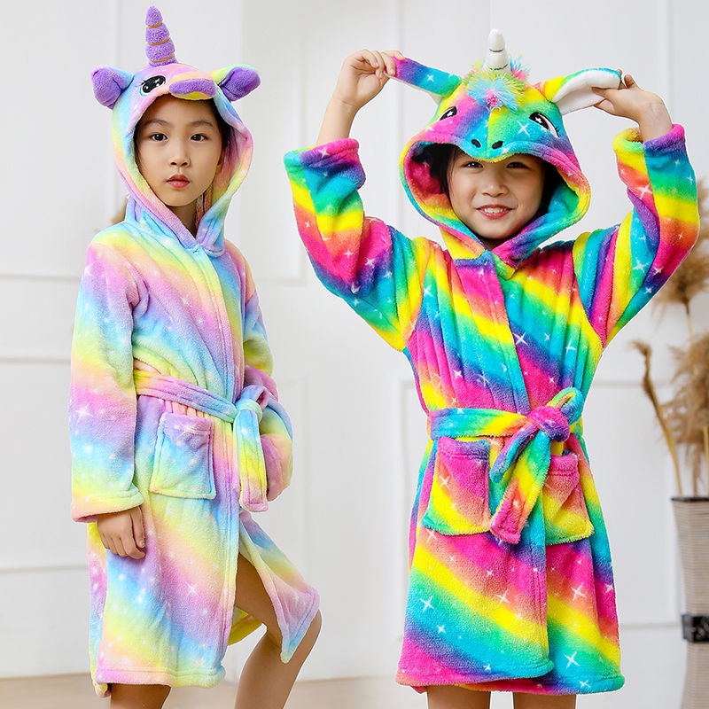 Áo Choàng Tắm Kiểu Kimono In Hoạt Hình Kigurumi Dễ Thương Cho Bé Gái 4 6 8 10 12 Tuổi