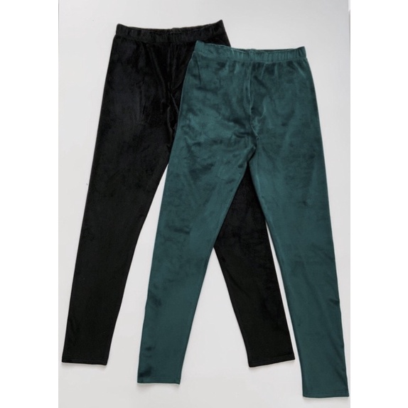 Quần legging thun nhung 2 màu đen, xanh