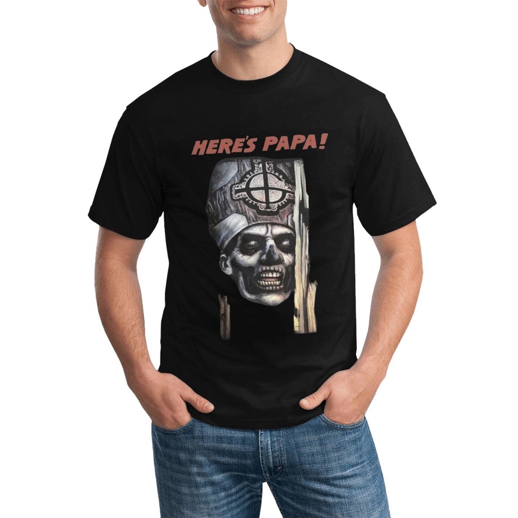 Ghost Heres Papa Evil Skeleton Face Summer Ins Style Men Tee
