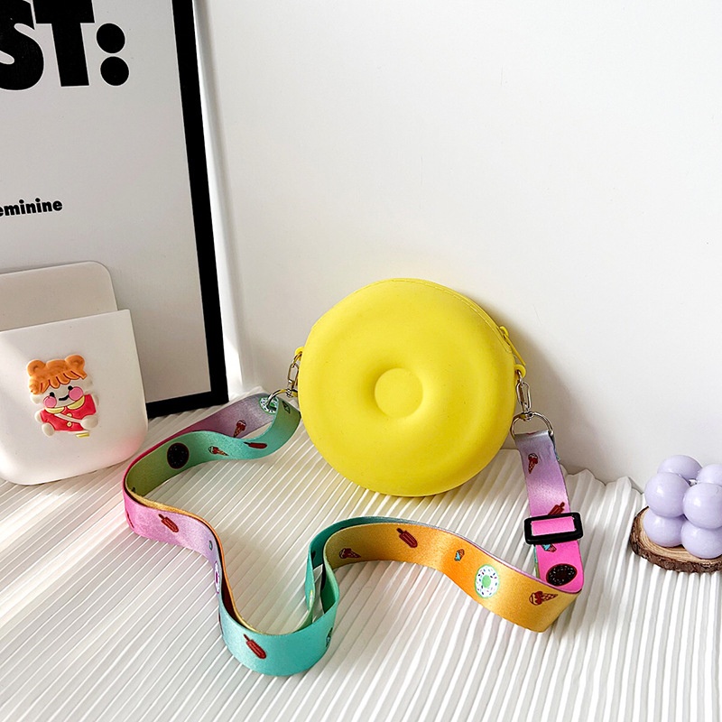 Túi Đeo Chéo Hình Bánh Donut Bằng Silicon Phong Cách Công Chúa Dễ Thương Cho Bé Gái