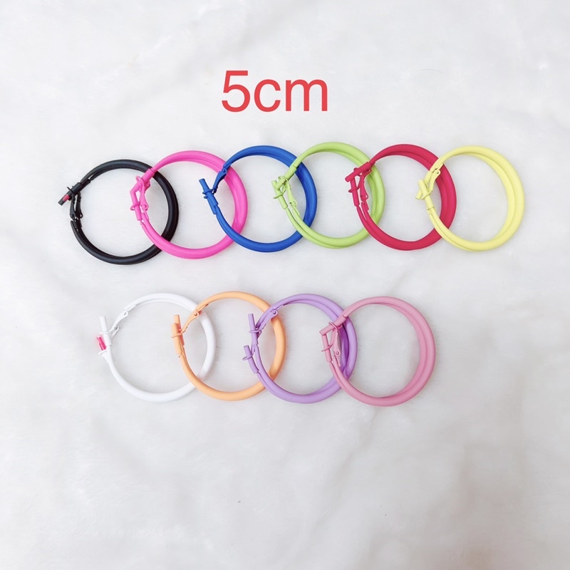 bông tai khoen tròn nhiều màu loại dày size 5cm