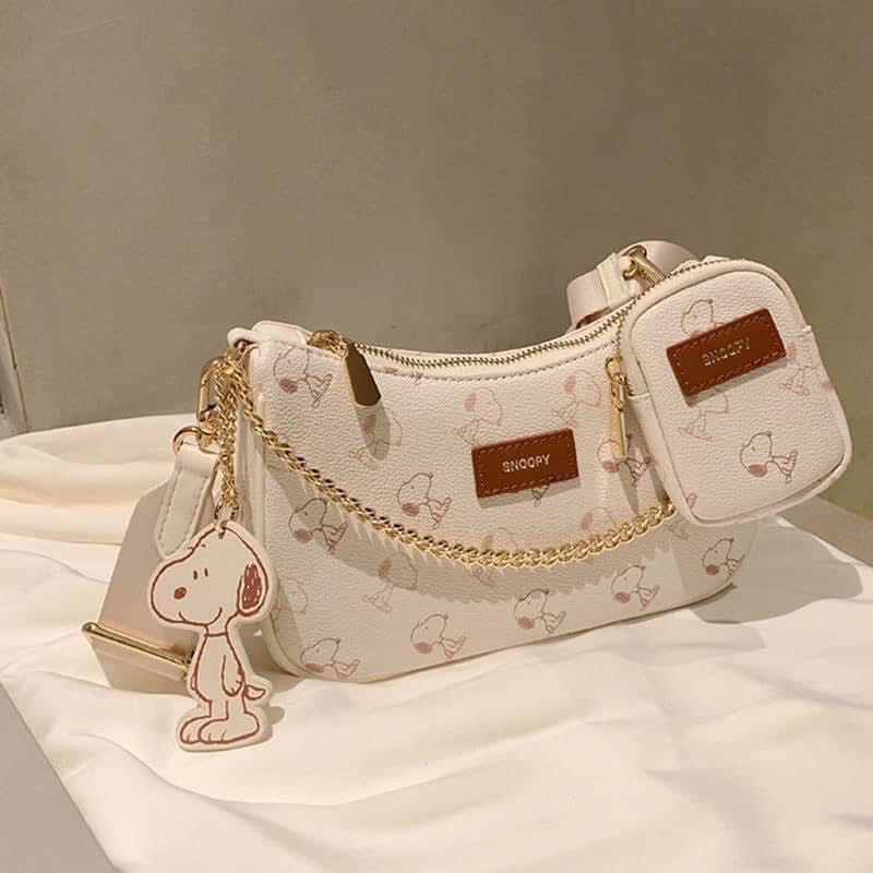 Set túi đeo vai đeo chéo túi xách kẹp nách nữ siêu chất kèm ví nhỏ kèm hình bé cún ẢNH THẬT