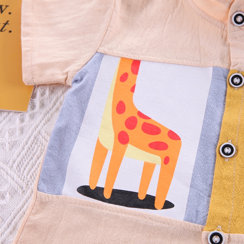 Set Đồ 2 Món Gồm Áo Thun Tay Cộc In Họa Tiết Hoạt Hình + Quần Ngắn denim Cho Bé Trai