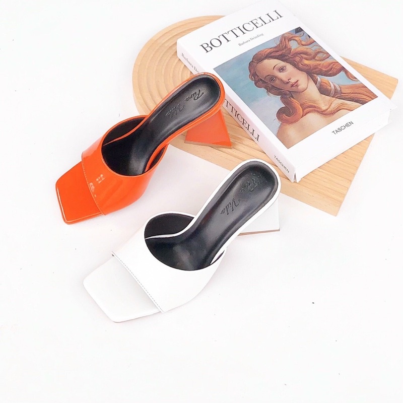 Guốc cao gót nữ da bóng cao cấp hàng vnxk