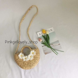 Túi cói handmade đính hoa cúc
