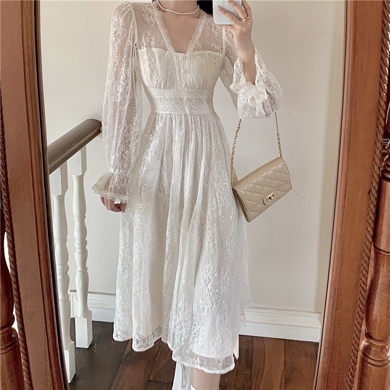 [Order] Váy Trắng Dài Cổ Tích Ulzzang Taobao