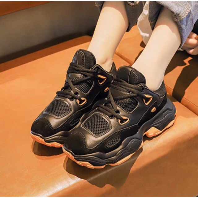 [Bán buôn giày Quảng Châu] Giày thể thao nữ đế khủng da mềm mịn 2 màu full box cực ngầu