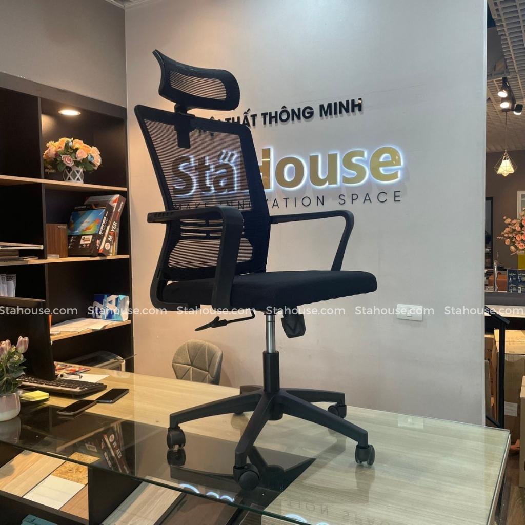 Ghế Văn Phòng Lưng Lưới Chân Xoay, Ghế Làm Việc Stahouse Official Chair HN