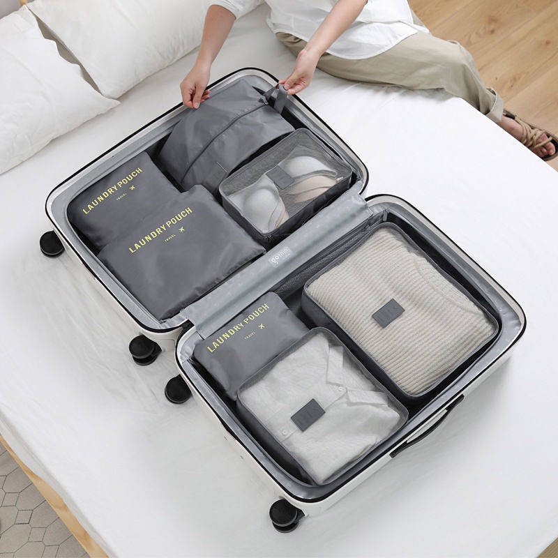 SENSES// Clothes Case Travel Luggage Clothes Organizer Travel Storage Bag Six-Piece Set Travel Packing Clothes Suit wa5d