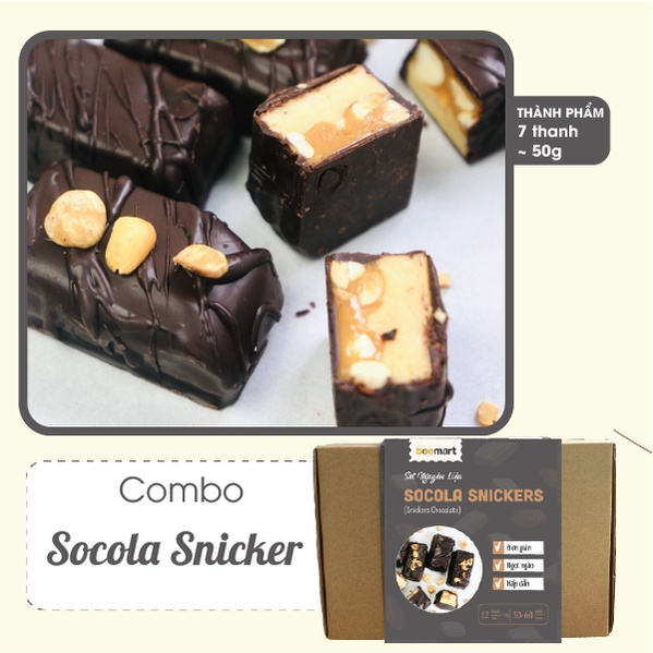 [Rẻ vô địch] [Ảnh thật] Combo Làm Socola Snicker (12 thanh) | ĐẦY ĐỦ NGUYÊN LIỆU + HƯỚNG DẪN CHI TIẾT