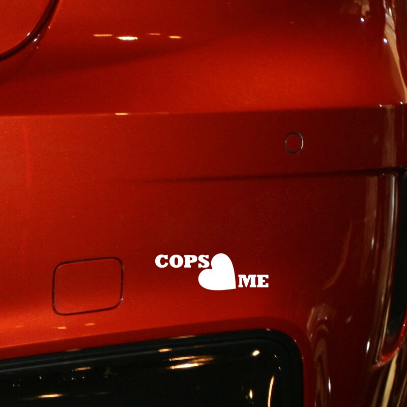 Decal dán trang trí xe hơi hoạ tiết COPS LOVE ME bằng chất liệu Vinyl kích thước 13.8CM*4.5CM