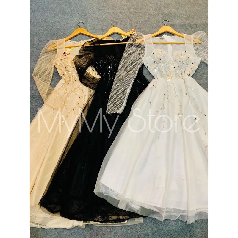 Đầm dự tiệc công chúa tay dài ren mi kết cườm TRIPBLE T DRESS - size M/L (kèm ảnh/video thật ) MS283V