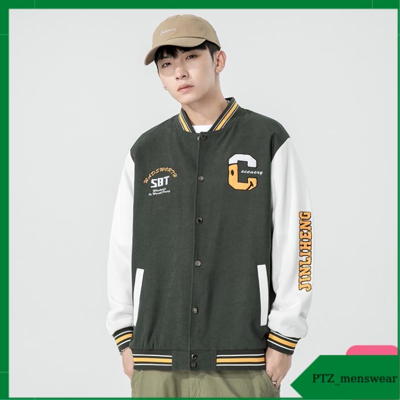 Áo khoác bomber nam nữ form rộng kiểu dáng bóng chày PTZ4 nhiều mẫu mới đẹp PTZ.4
